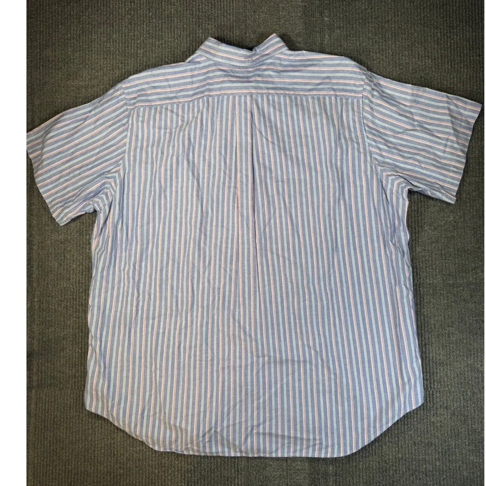 Polo Ralph Lauren Mens 2XB Big & Tall Blue Pink Striped SS Oxford Shirt Cotton
